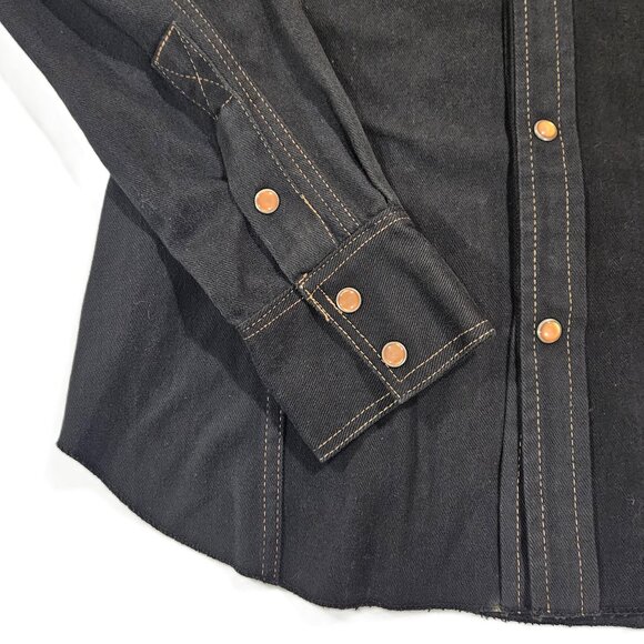 Vintage Paladin Collection Denim Western Snap Shirt Jacket 42 Black Cotton USA - Picture 5 of 7